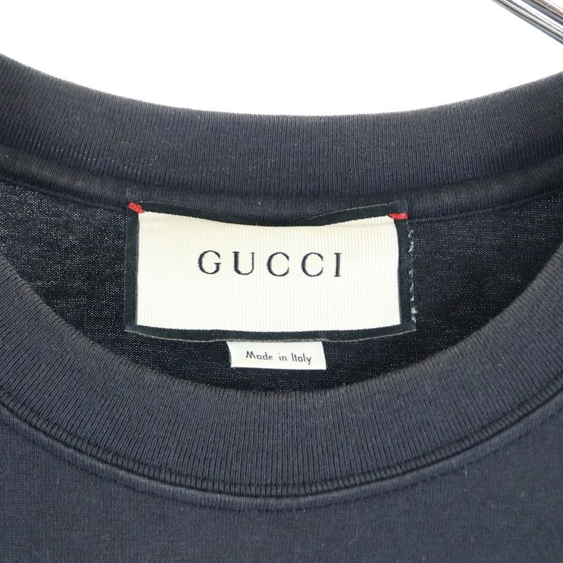 Gucci 19SS Blade Logo Print Crew Neck Short Sleeved T-shirt Cut And Sewn Black