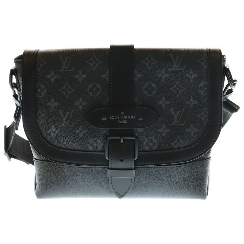 Louis Vuitton Monogram Eclipse Saumur Messenger Shoulder Bag Black Leather X