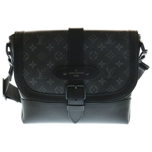 Louis Vuitton Monogram Eclipse Saumur Messenger Shoulder Bag Black Leather X