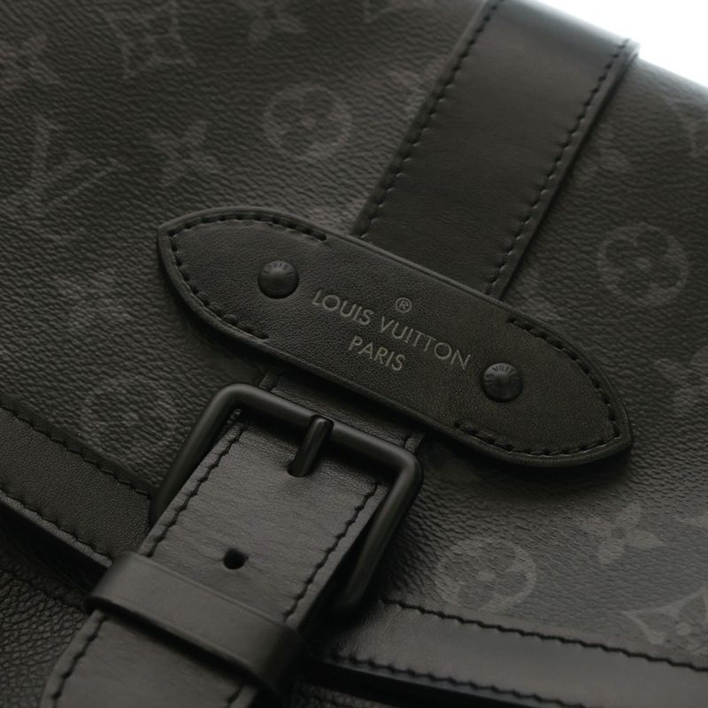 Louis Vuitton Monogram Eclipse Saumur Messenger Shoulder Bag Black Leather X