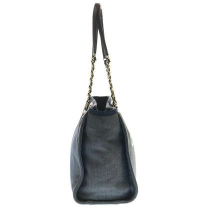 Chanel Deauville GM Coco Mark Logo Canvas Leather Chain Hand Shoulder Tote Bag