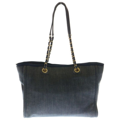 Chanel Deauville GM Coco Mark Logo Canvas Leather Chain Hand Shoulder Tote Bag