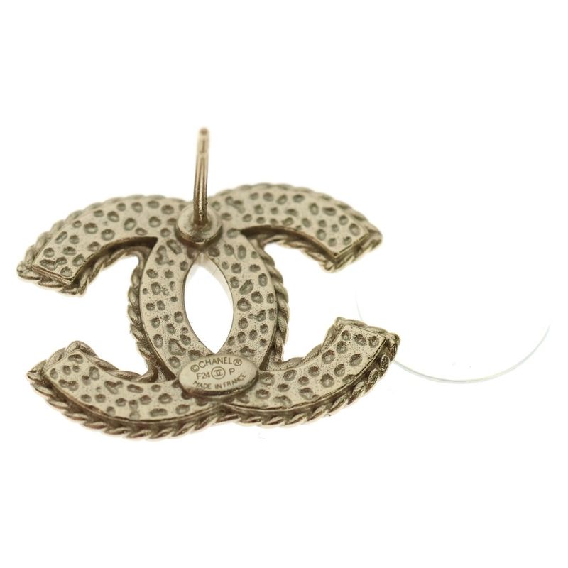 Chanel Coco Mark Stone Earrings Black/gold GP F24P