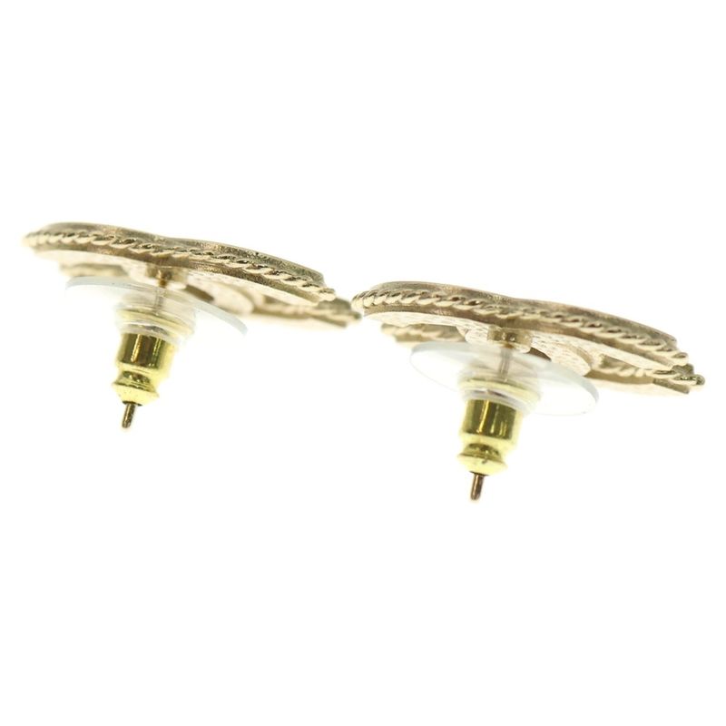 Chanel Coco Mark Stone Earrings Black/gold GP F24P