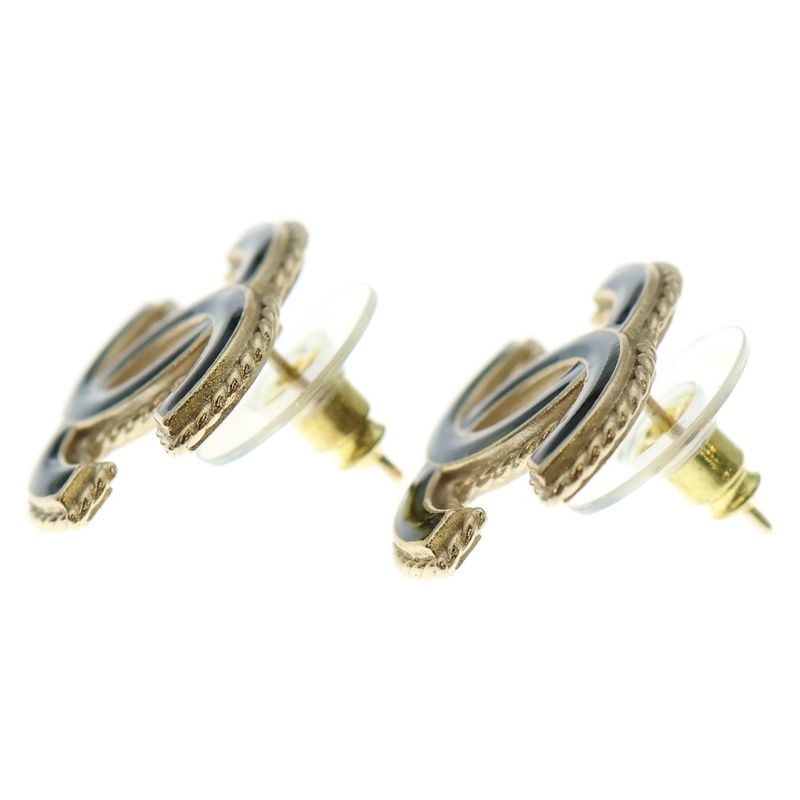 Chanel Coco Mark Stone Earrings Black/gold GP F24P
