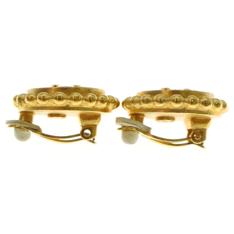 Chanel 94P Coco Mark Earrings Gold GP Accessories Ladies