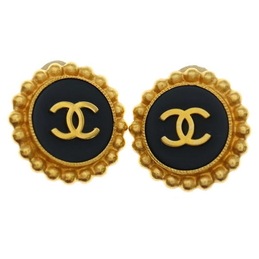 Chanel 94P Coco Mark Earrings Gold GP Accessories Ladies