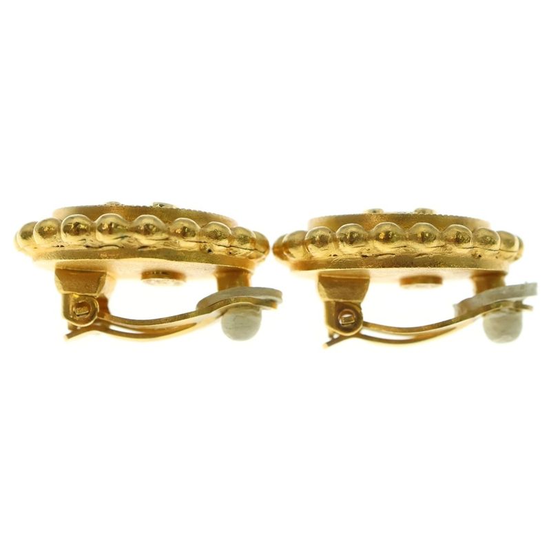 Chanel 94P Coco Mark Earrings Gold GP Accessories Ladies