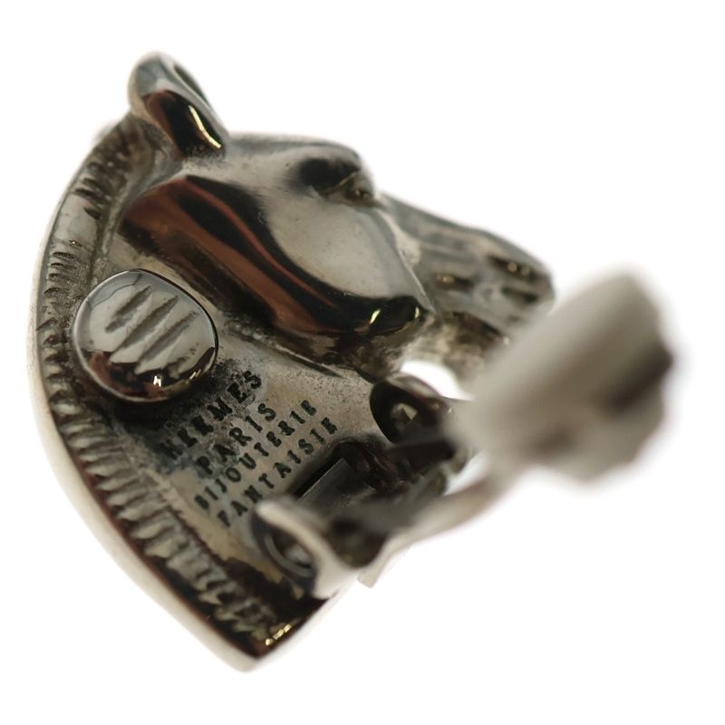 Hermes Horse Motif Earrings Silver