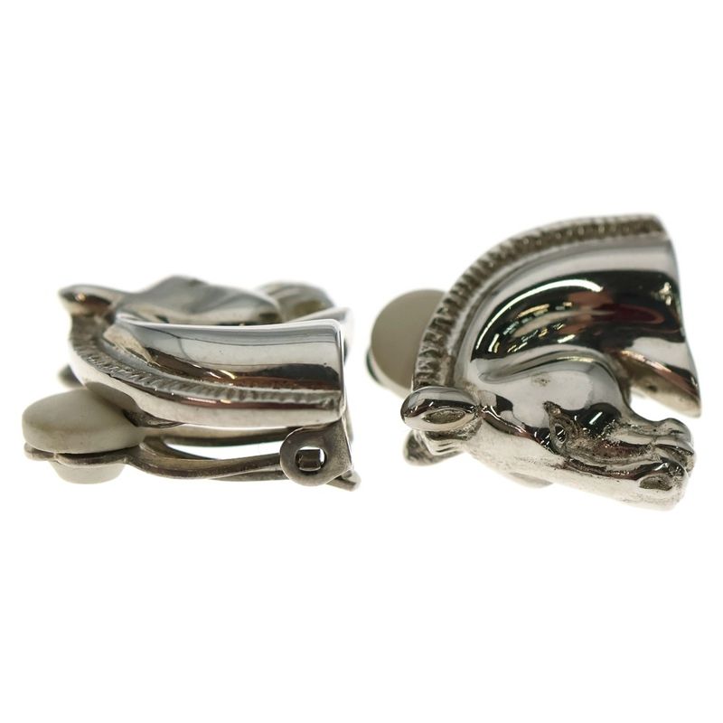 Hermes Horse Motif Earrings Silver