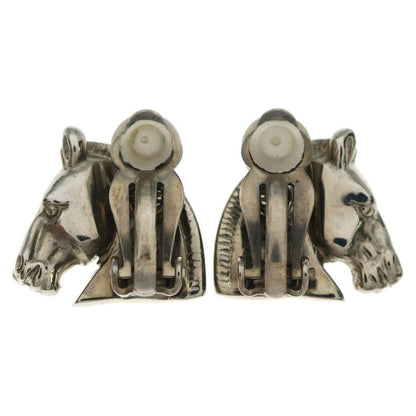 Hermes Horse Motif Earrings Silver