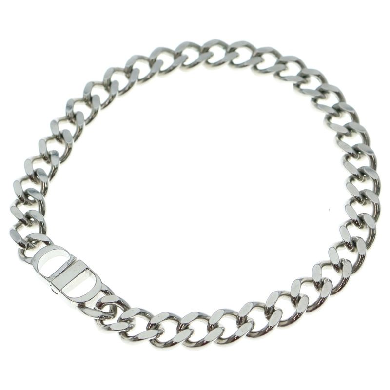 Christian Dior CD Icon Necklace Pendant Chain Silver