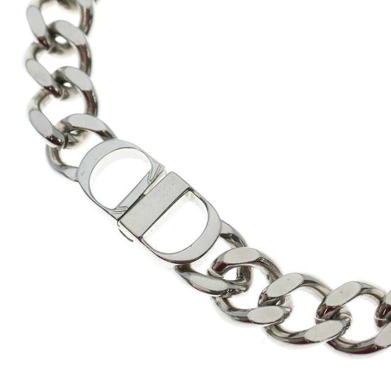 Christian Dior CD Icon Necklace Pendant Chain Silver