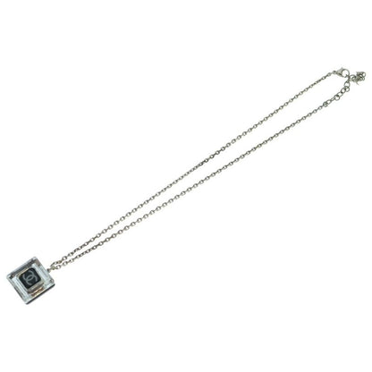 Chanel Square Design Coco Mark Necklace Pendant Chain Silver And Black