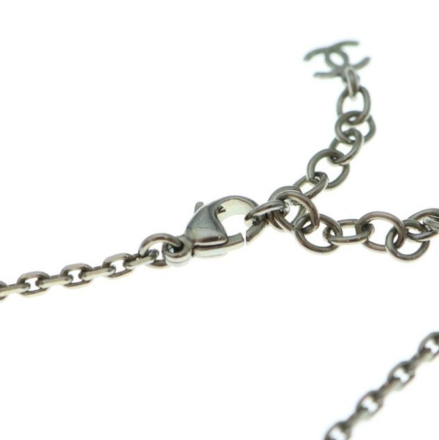 Chanel Square Design Coco Mark Necklace Pendant Chain Silver And Black