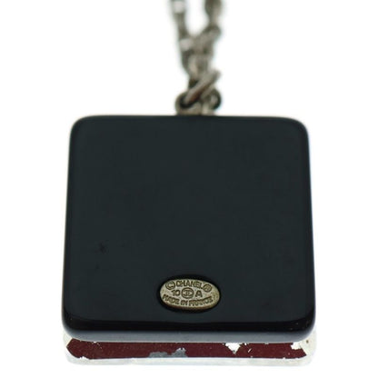Chanel Square Design Coco Mark Necklace Pendant Chain Silver And Black