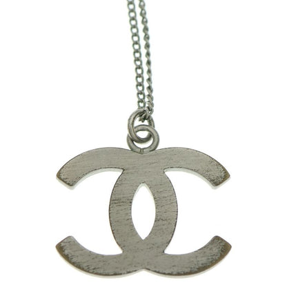 Chanel Coco Rhinestone Necklace Pendant Chain Silver