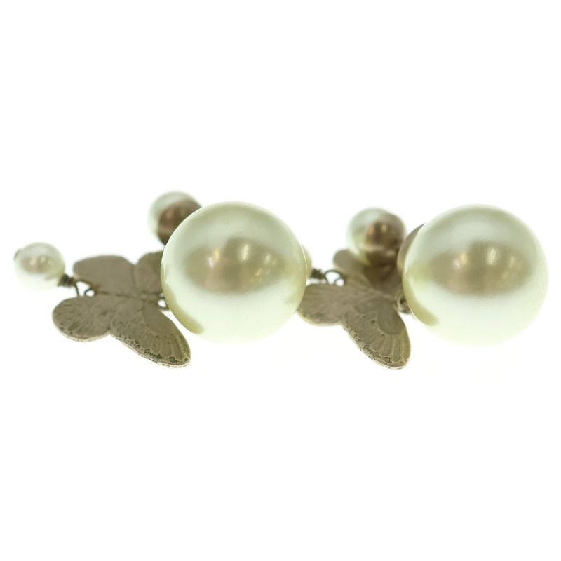 DIOR Butterfly Pearl Earrings Gold