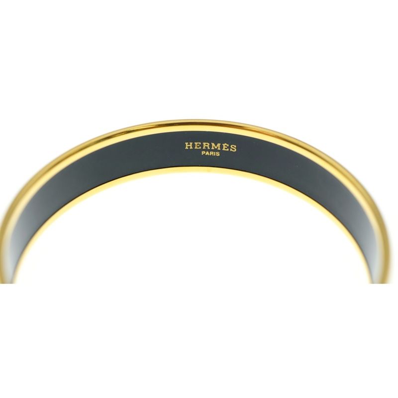 Hermes Emile PM Bangle Bracelet Gold × Black GP