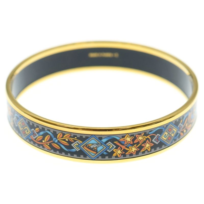 Hermes Emile PM Bangle Bracelet Gold × Black GP