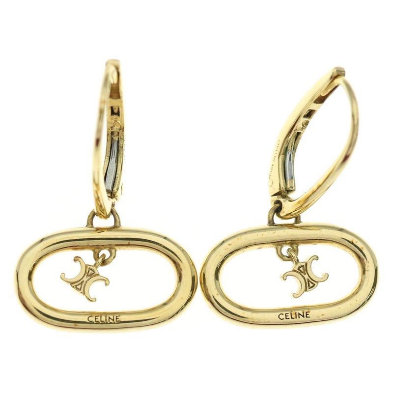Celine Triomphe Hoop Earrings Gold GP