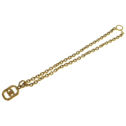 Chanel Coco Mark Lava Necklace Pendant Chain Gold GP
