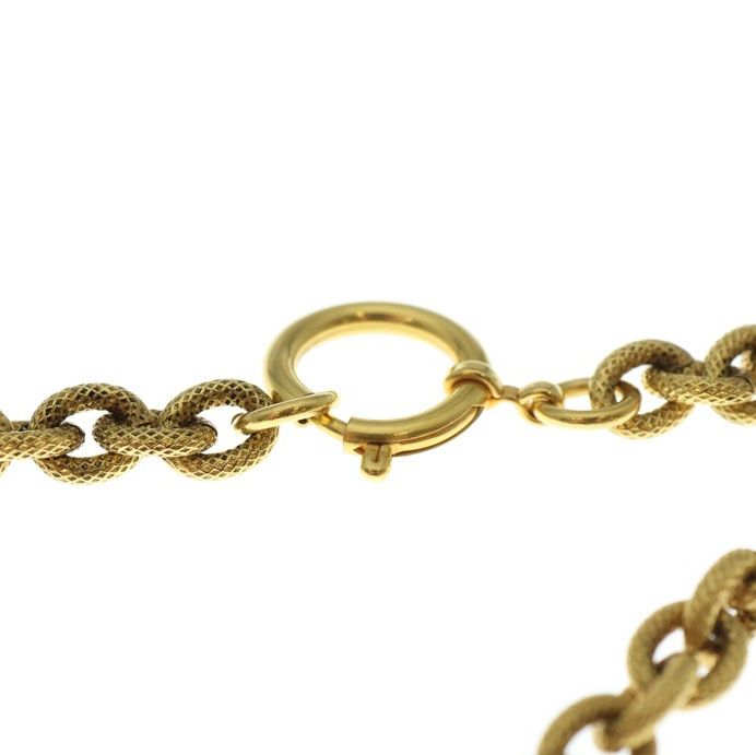 Chanel Coco Mark Lava Necklace Pendant Chain Gold GP