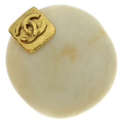 Chanel Vintage Stone Brooch Pin Badge Cream Ivory And Gold GP