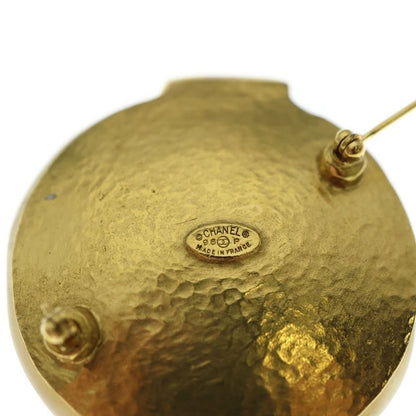 Chanel Vintage Stone Brooch Pin Badge Cream Ivory And Gold GP