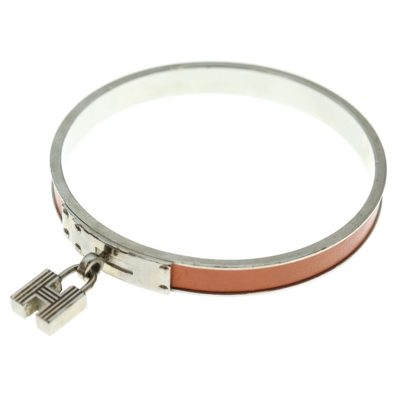Hermes H Cadenas Bangle Bracelet Silver And Orange
