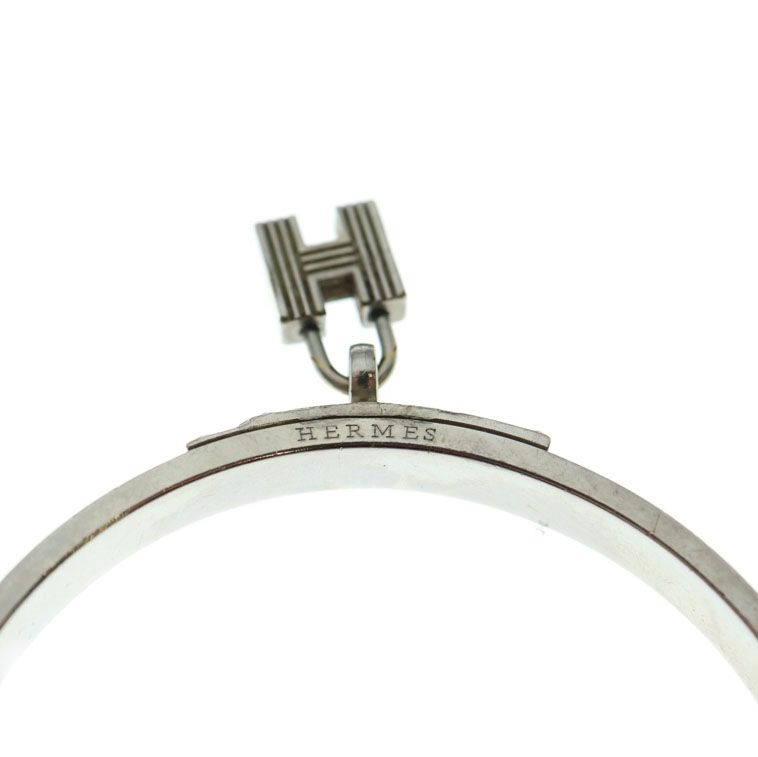 Hermes H Cadenas Bangle Bracelet Silver And Orange