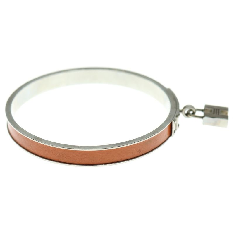 Hermes H Cadenas Bangle Bracelet Silver And Orange