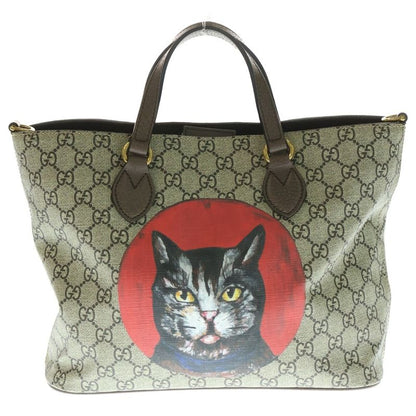Gucci GG Supreme Mystic Cat 2WAY Bag Brown PVC X Leather 473887