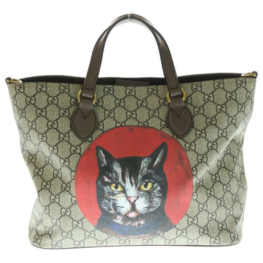 Gucci GG Supreme Mystic Cat 2WAY Bag Brown PVC X Leather 473887