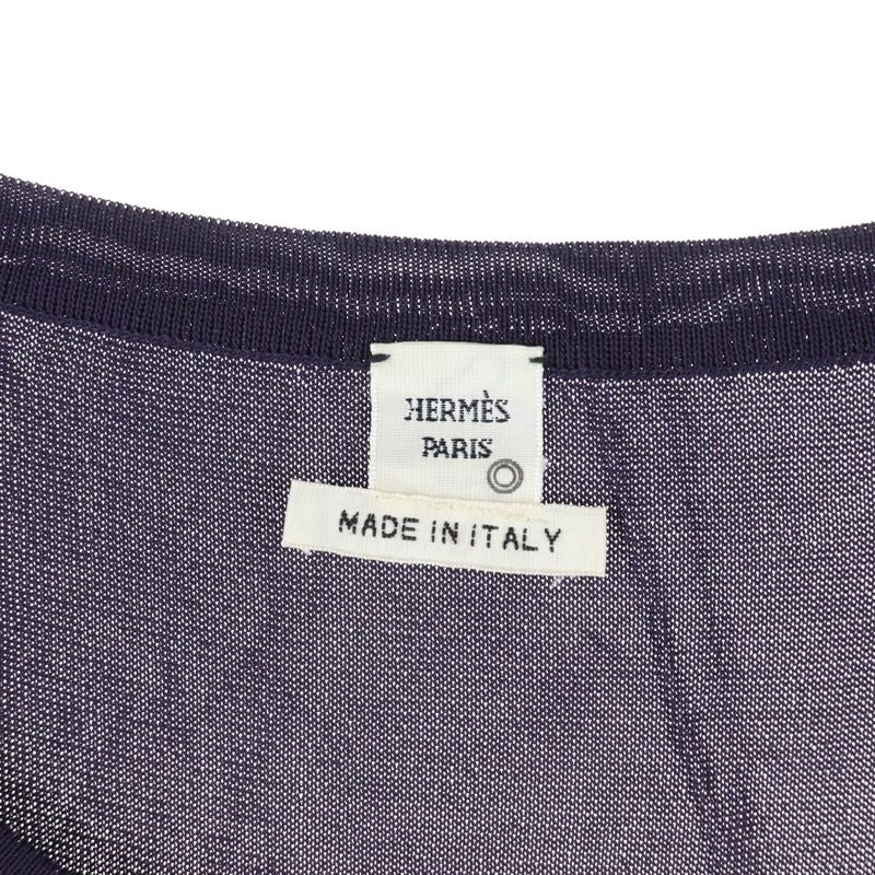 Hermes Viscose Rayon Knit Sleeveless Tank Top Cut And Sewn Top Purple Women