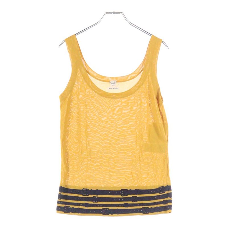 Hermes Belt Design Viscose Rayon Knit Sleeveless Tank Top Cut And Sewn Top