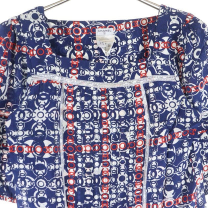 Chanel 07AW Coco Mark Allover Print Square Neck Lace Switch Puff Half Sleeve