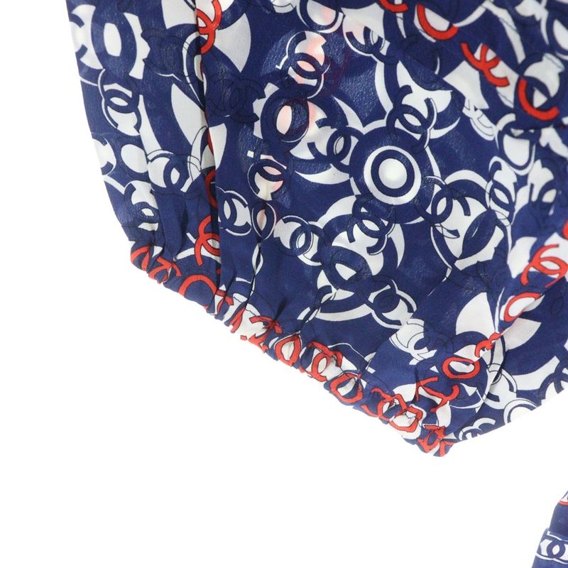 Chanel 07AW Coco Mark Allover Print Square Neck Lace Switch Puff Half Sleeve