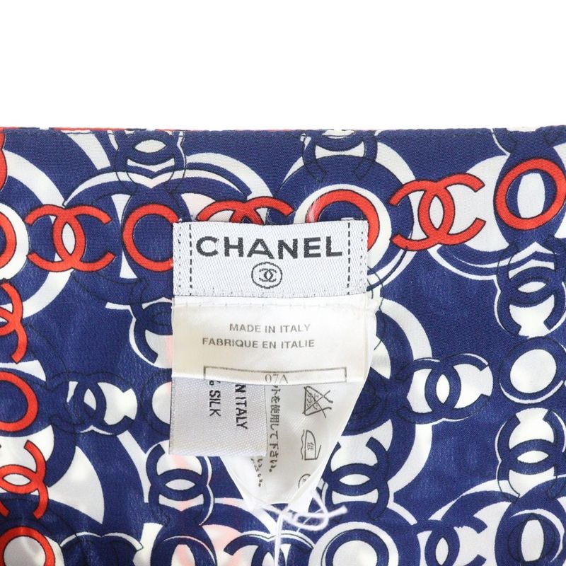 Chanel 07AW Coco Mark Allover Print Square Neck Lace Switch Puff Half Sleeve