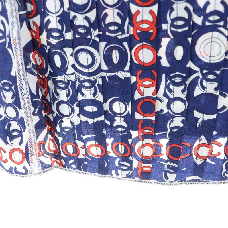 Chanel 07AW Coco Mark Allover Print Square Neck Lace Switch Puff Half Sleeve