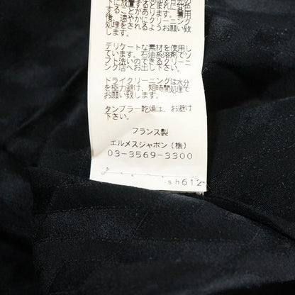 Hermes H Logo All Over Bicolor Silk Long Sleeves Shirt Blouse Black Women