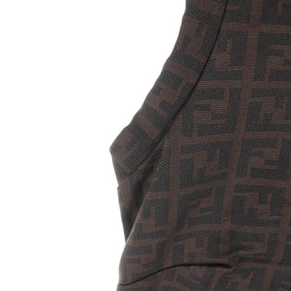 Fendi Zucca Jacquard Crewneck Sleeveless Medium Tight Cut Sewn Dress Brown