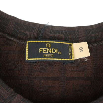 Fendi Zucca Jacquard Crewneck Sleeveless Medium Tight Cut Sewn Dress Brown