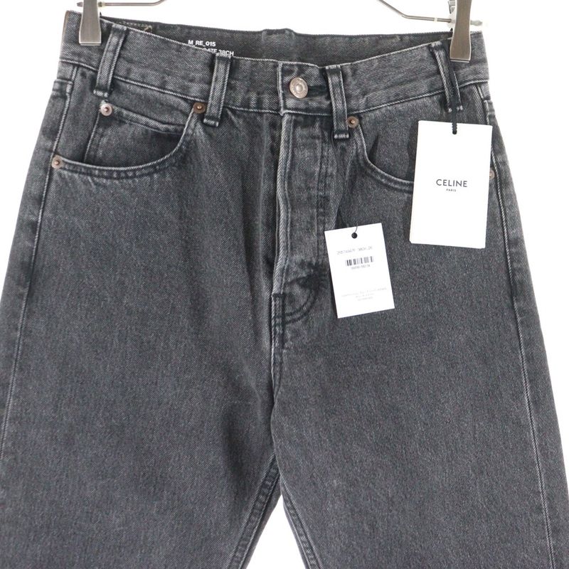 Celine 23AW KURT Jeans Washed Damaged Denim Pants Jeans Black N574 947F