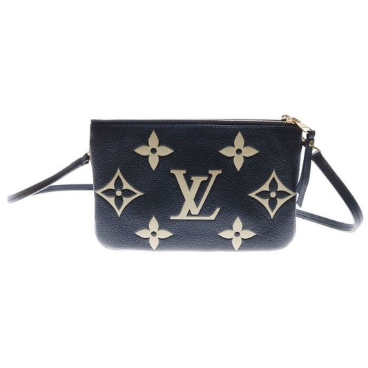 Louis Vuitton Monogram Empreinte Double Zip Shoulder Bag Black Leather M80787