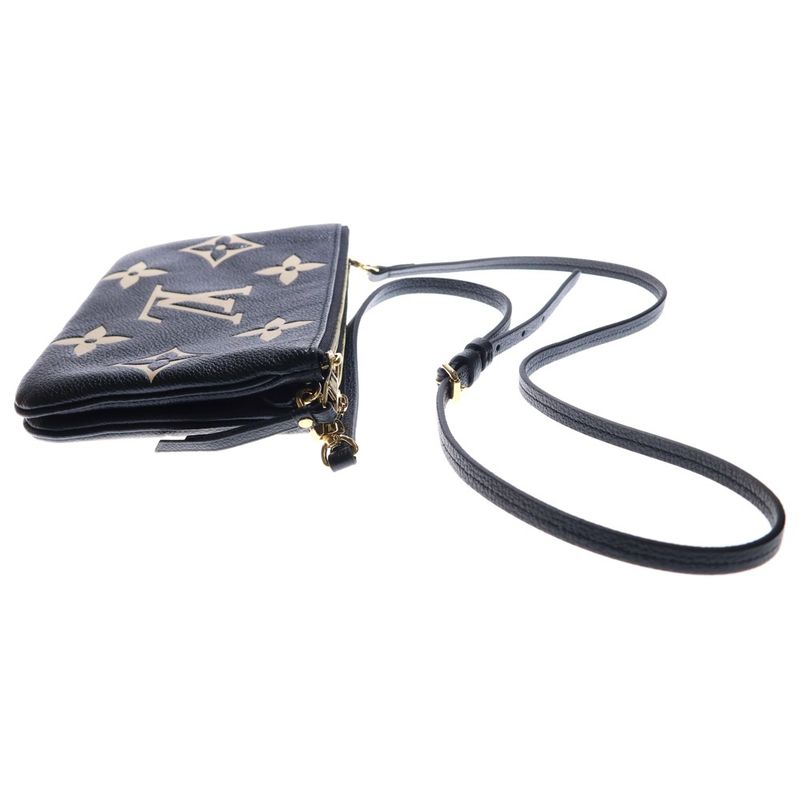 Louis Vuitton Monogram Empreinte Double Zip Shoulder Bag Black Leather M80787
