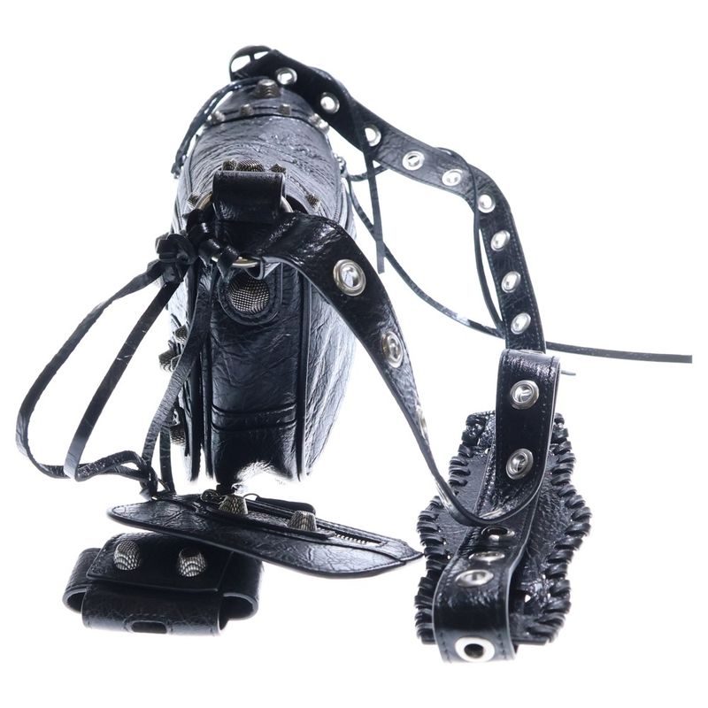 Balenciaga Le Cagor XS Shoulder Bag Mini Bag Black Leather 719082 Silver