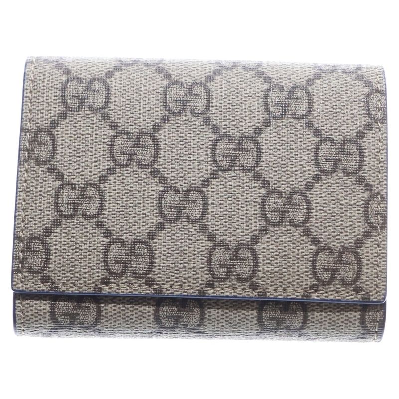 Gucci GG Supreme Trifold Wallet With Details Compact Wallet Coin Case Beige
