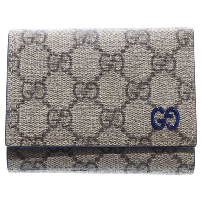 Gucci GG Supreme Trifold Wallet With Details Compact Wallet Coin Case Beige