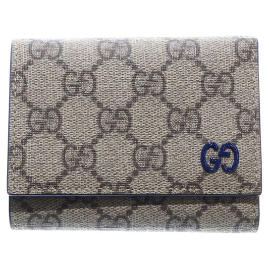 Gucci GG Supreme Trifold Wallet With Details Compact Wallet Coin Case Beige